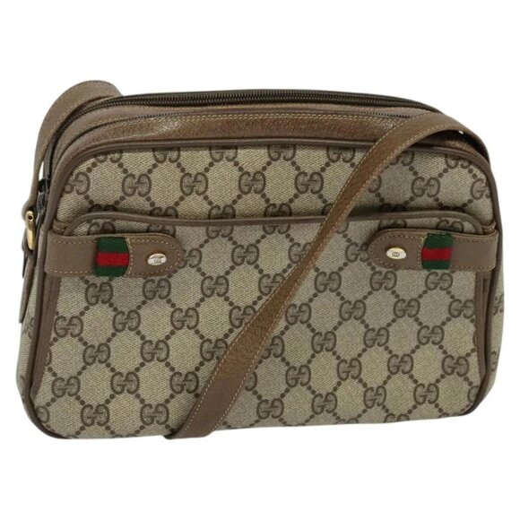 GUCCI GG Supreme Web Sherry Line Shoulder Bag PVC Beige - Picture 10 of 16
